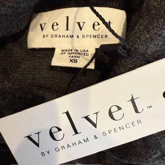 NEW! Velvet by Graham & Spencer Tami Mock neck Pullover Anthracite Charcoal XS - Picture 5 of 11